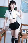 極品JVID嫵媚清純齊一身新人▌黛娜 ▌黑色蕾絲性感內衣 挺翹美乳稚嫩誘人裂縫 誘惑喜歡的男老師