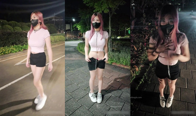 ❤️小小Q｜羞恥露出_黑暗公園，狗鍊強制露出散步